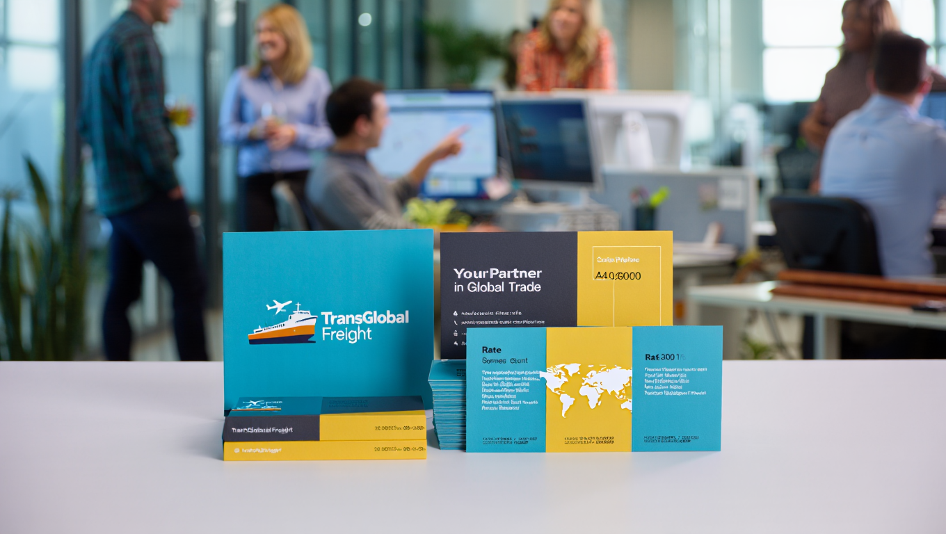 Печатные листовки и флаеры для рекламной акции на столе типографии